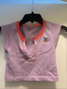 Urban Outfitters Lavender Ribbed Crop Top with Orange Trim